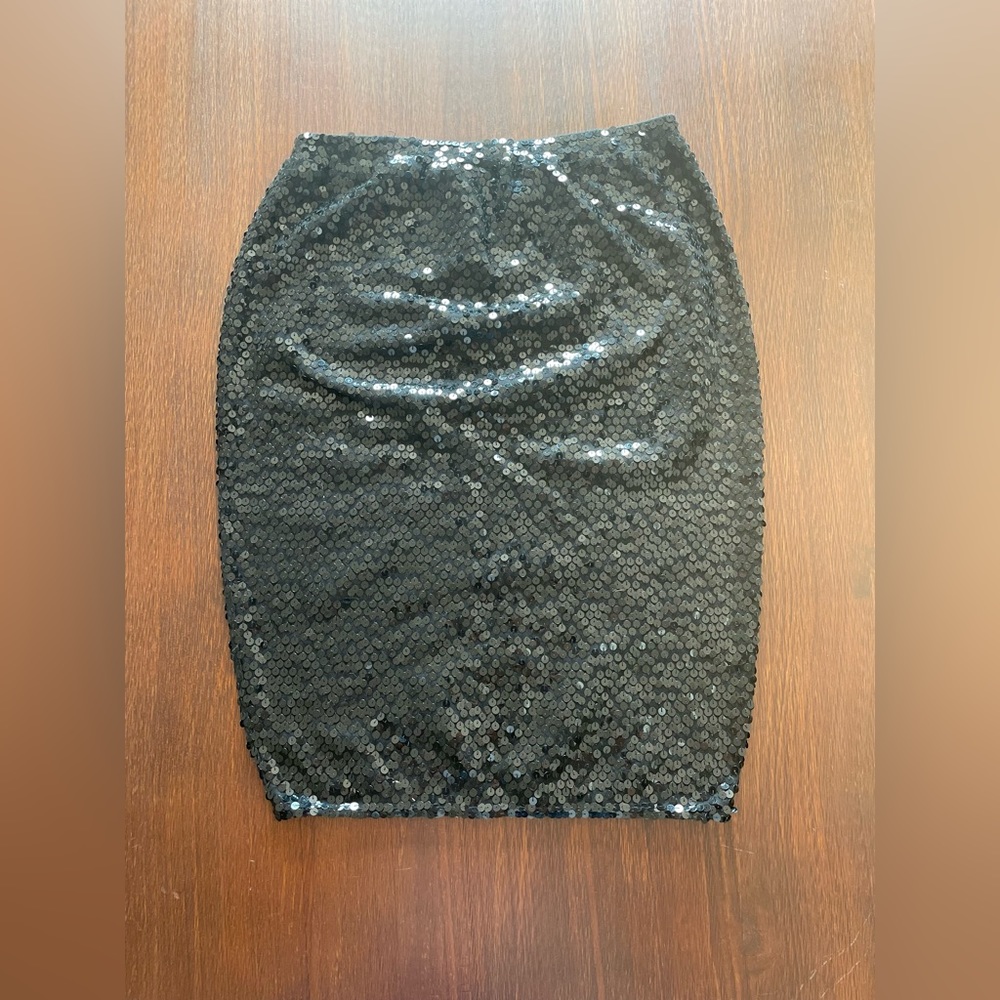 Vintage sequin pencil stretch skirt